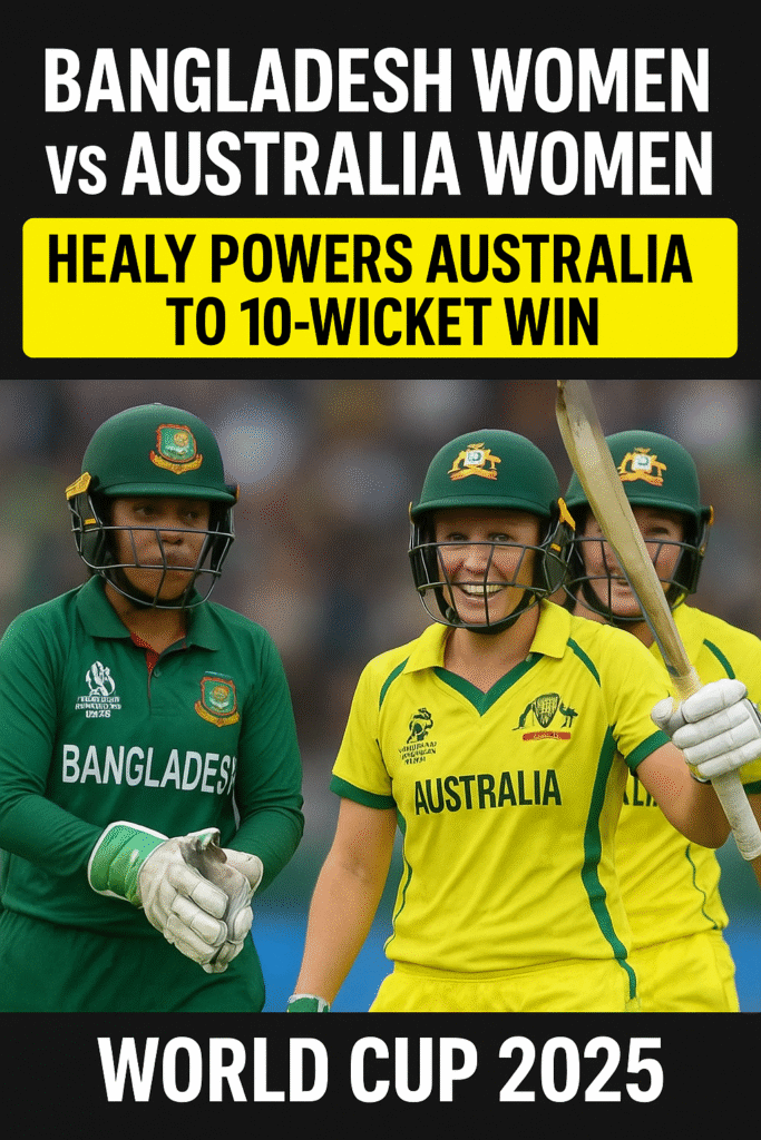 Bangladesh Women vs Australia Women: Healy’s Century Powers Australia to Dominant 10-Wicket Win in World Cup 2025